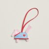 Hermes Rodeo Robeo Coeur PM Charm Horse Milo Lambskin Rose Darling - Rouge Radieux - Céleste H086714CAAA