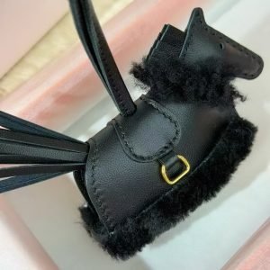 Hermes Rodeo Robeo Plush PM Charm Horse Milo Lambskin with Merinos Wool Noir H087387CCAA - Image 6