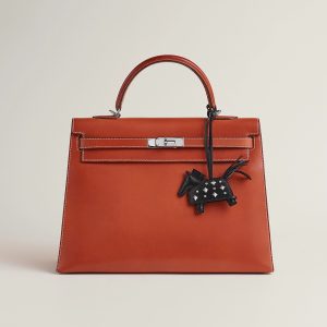Hermes Rodeo Robeo Rock PM Charm Horse Milo Lambskin with Metallic Studs Noir H086961CKAA - Image 6