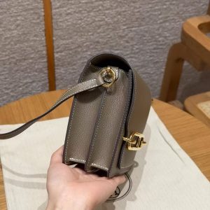 Hermes Roulis Mini 18 Bag Handmade In Evercolor Calfskin Leather Gold Hardware 18 Etoupe - Image 15