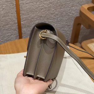 Hermes Roulis Mini 18 Bag Handmade In Evercolor Calfskin Leather Gold Hardware 18 Etoupe - Image 14