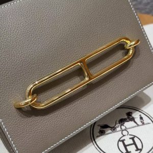 Hermes Roulis Mini 18 Bag Handmade In Evercolor Calfskin Leather Gold Hardware 18 Etoupe - Image 10