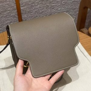 Hermes Roulis Mini 18 Bag Handmade In Evercolor Calfskin Leather Gold Hardware 18 Etoupe - Image 6