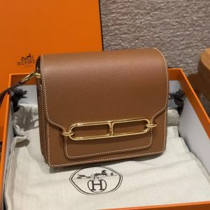 Hermes Roulis Mini 18 Bag Handmade In Evercolor Calfskin Leather Gold Hardware 37 Gold