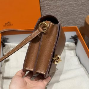 Hermes Roulis Mini 18 Bag Handmade In Evercolor Calfskin Leather Gold Hardware 37 Gold - Image 17