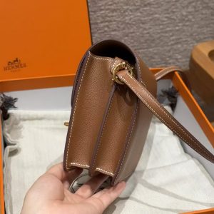 Hermes Roulis Mini 18 Bag Handmade In Evercolor Calfskin Leather Gold Hardware 37 Gold - Image 16