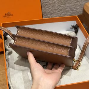 Hermes Roulis Mini 18 Bag Handmade In Evercolor Calfskin Leather Gold Hardware 37 Gold - Image 15