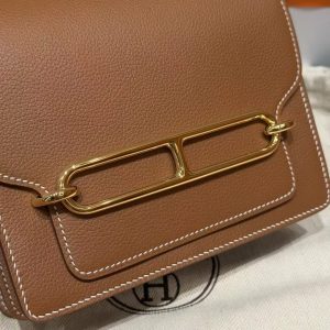 Hermes Roulis Mini 18 Bag Handmade In Evercolor Calfskin Leather Gold Hardware 37 Gold - Image 13
