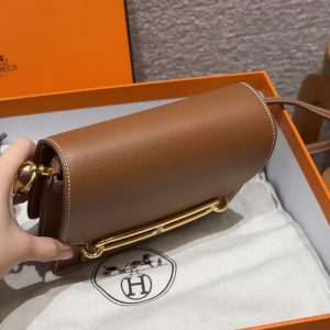 Hermes Roulis Mini 18 Bag Handmade In Evercolor Calfskin Leather Gold Hardware 37 Gold - Image 12