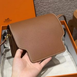 Hermes Roulis Mini 18 Bag Handmade In Evercolor Calfskin Leather Gold Hardware 37 Gold - Image 11