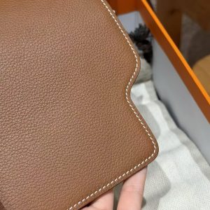 Hermes Roulis Mini 18 Bag Handmade In Evercolor Calfskin Leather Gold Hardware 37 Gold - Image 10