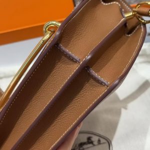 Hermes Roulis Mini 18 Bag Handmade In Evercolor Calfskin Leather Gold Hardware 37 Gold - Image 8