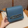 Hermes Roulis Mini 18 Bag Handmade In Evercolor Calfskin Leather Gold Hardware 75 Blue Jean