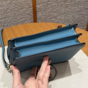 Hermes Roulis Mini 18 Bag Handmade In Evercolor Calfskin Leather Gold Hardware 75 Blue Jean - Image 18