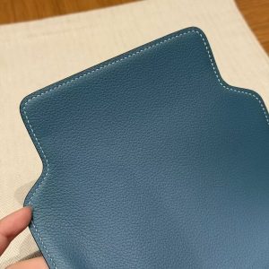 Hermes Roulis Mini 18 Bag Handmade In Evercolor Calfskin Leather Gold Hardware 75 Blue Jean - Image 11