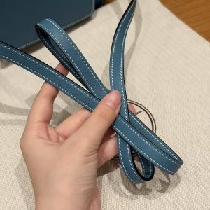 Hermes Roulis Mini 18 Bag Handmade In Evercolor Calfskin Leather Gold Hardware 75 Blue Jean - Image 6