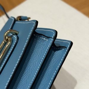Hermes Roulis Mini 18 Bag Handmade In Evercolor Calfskin Leather Gold Hardware 75 Blue Jean - Image 5