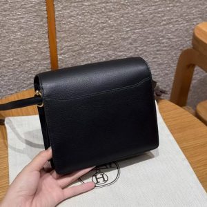 Hermes Roulis Mini 18 Bag Handmade In Evercolor Calfskin Leather Gold Hardware 89 Noir - Image 2