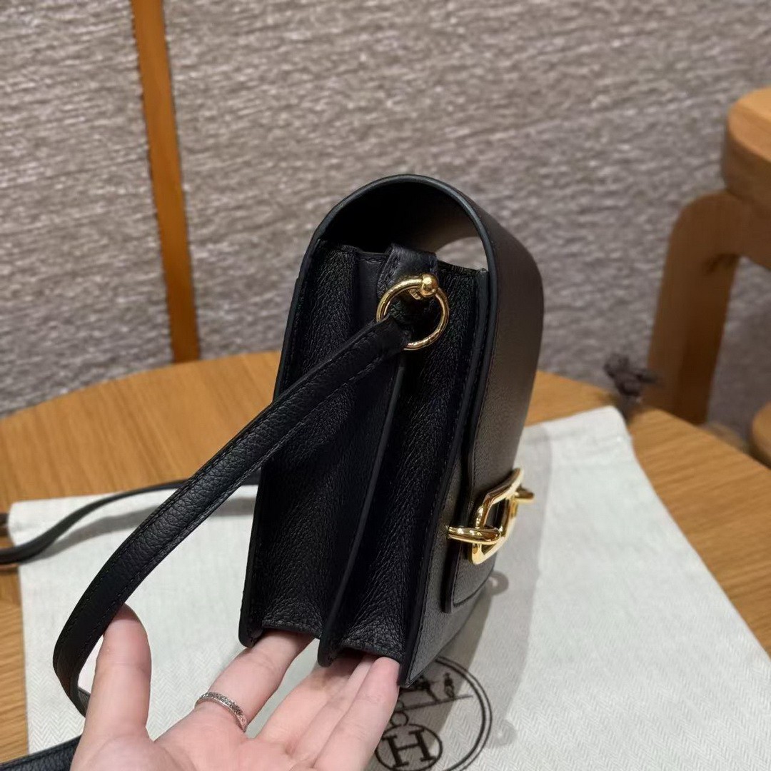 Hermes Roulis Mini 18 Bag Handmade In Evercolor Calfskin Leather Gold Hardware 89 Noir - Image 16