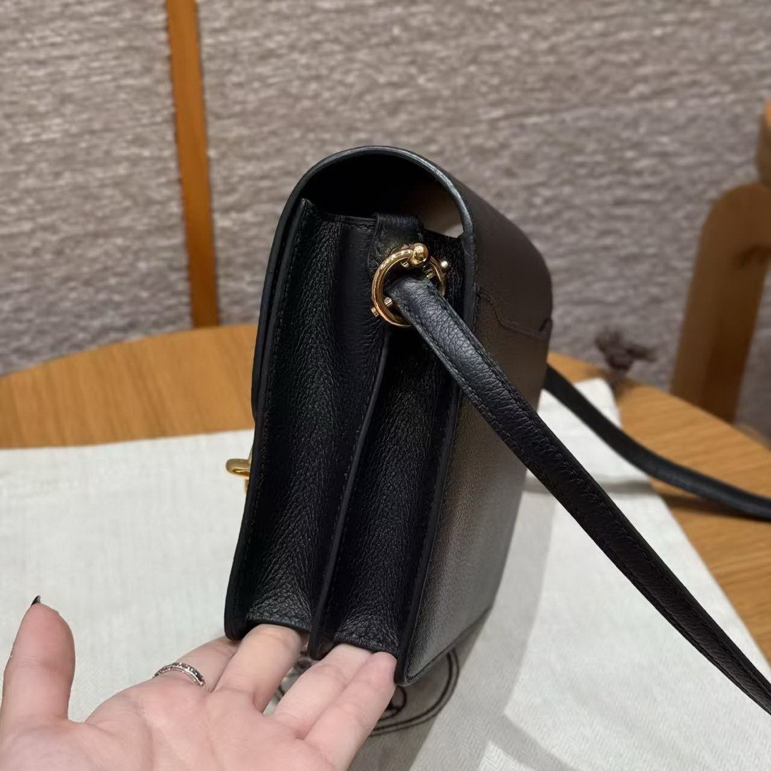 Hermes Roulis Mini 18 Bag Handmade In Evercolor Calfskin Leather Gold Hardware 89 Noir - Image 15