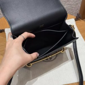 Hermes Roulis Mini 18 Bag Handmade In Evercolor Calfskin Leather Gold Hardware 89 Noir - Image 11