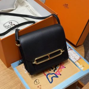 Hermes Roulis Mini 18 Bag Handmade In Evercolor Calfskin Leather Gold Hardware 89 Noir - Image 8