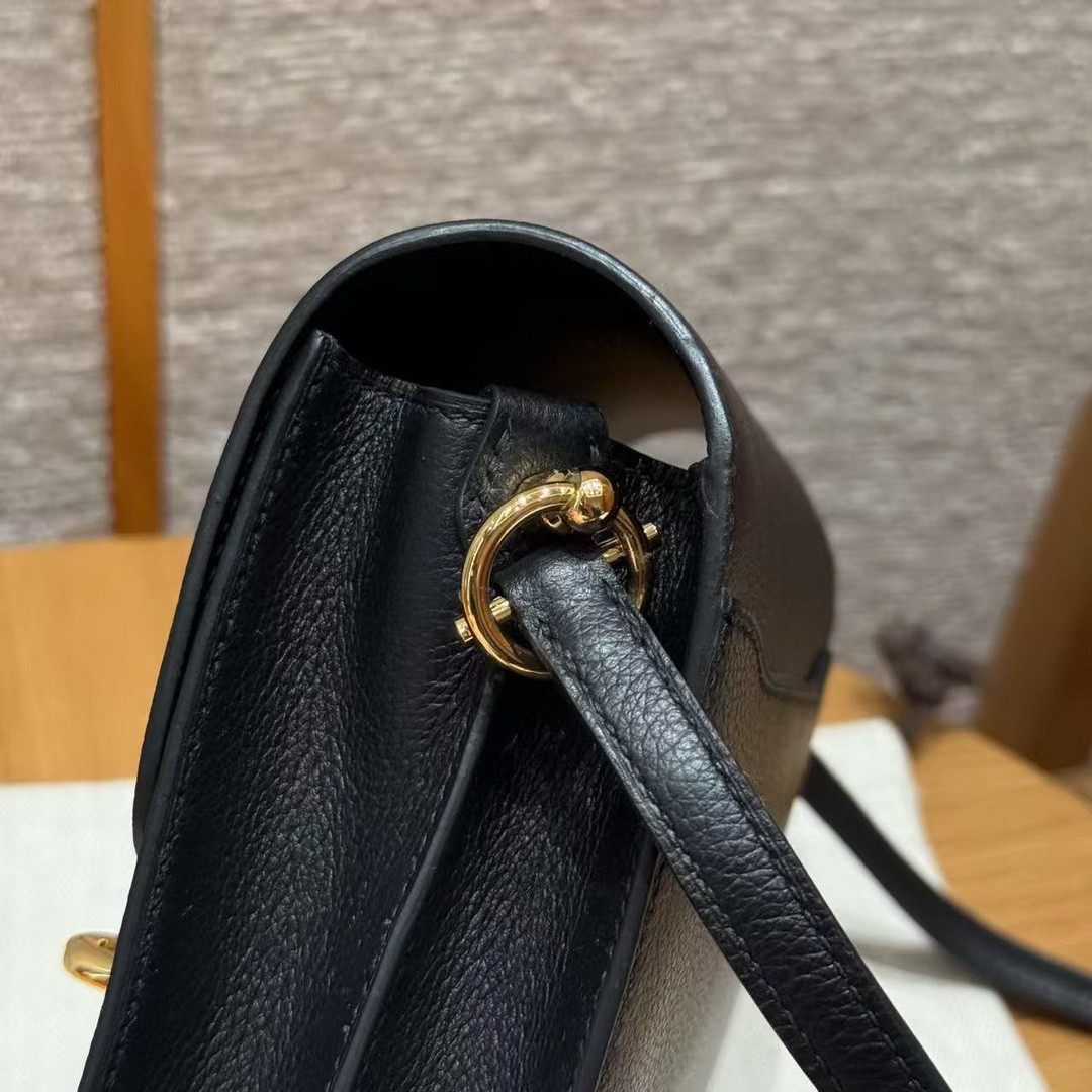 Hermes Roulis Mini 18 Bag Handmade In Evercolor Calfskin Leather Gold Hardware 89 Noir - Image 7