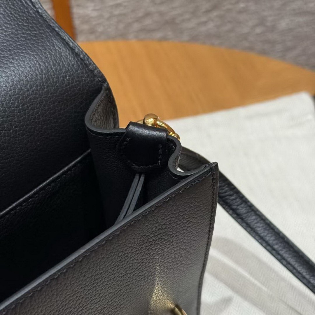 Hermes Roulis Mini 18 Bag Handmade In Evercolor Calfskin Leather Gold Hardware 89 Noir - Image 4