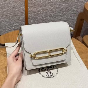 Hermes Roulis Mini 18 Bag Handmade In Evercolor Calfskin Leather Gold Hardware 8L Beton