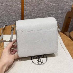 Hermes Roulis Mini 18 Bag Handmade In Evercolor Calfskin Leather Gold Hardware 8L Beton - Image 2