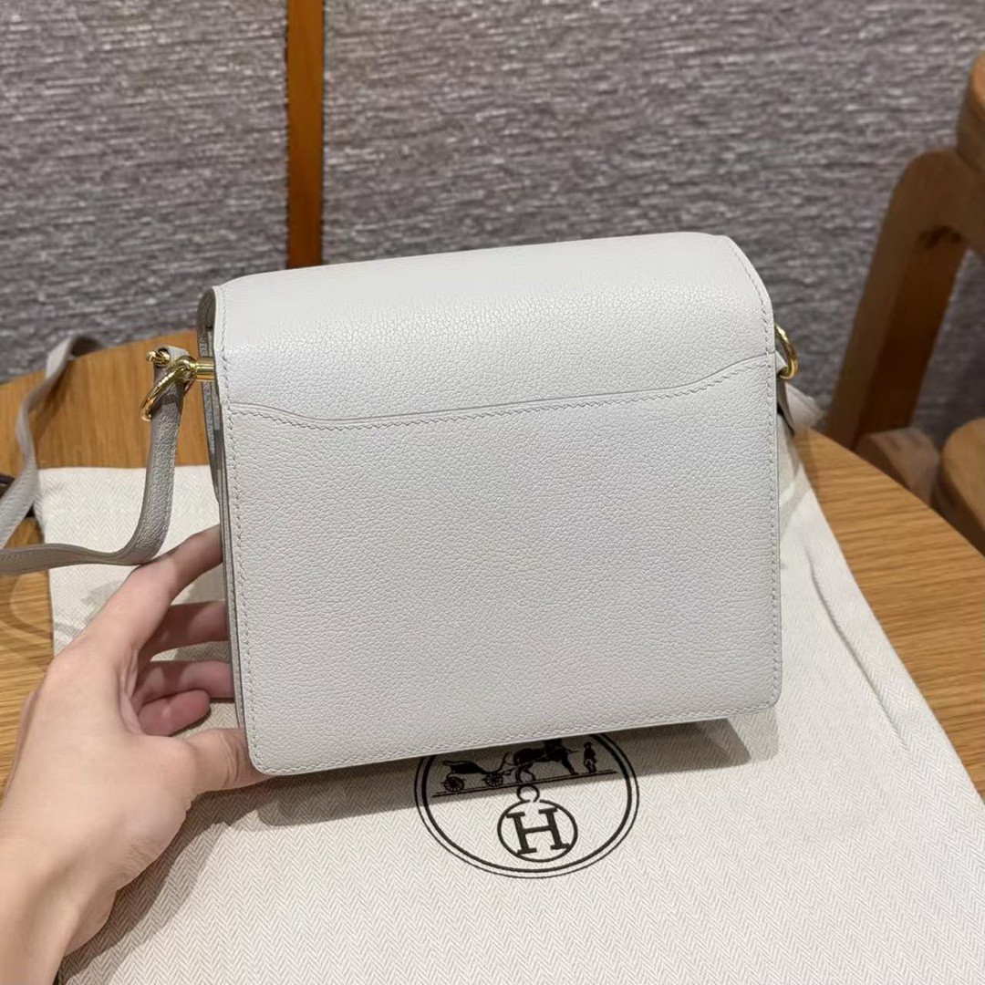Hermes Roulis Mini 18 Bag Handmade In Evercolor Calfskin Leather Gold Hardware 8L Beton - Image 2