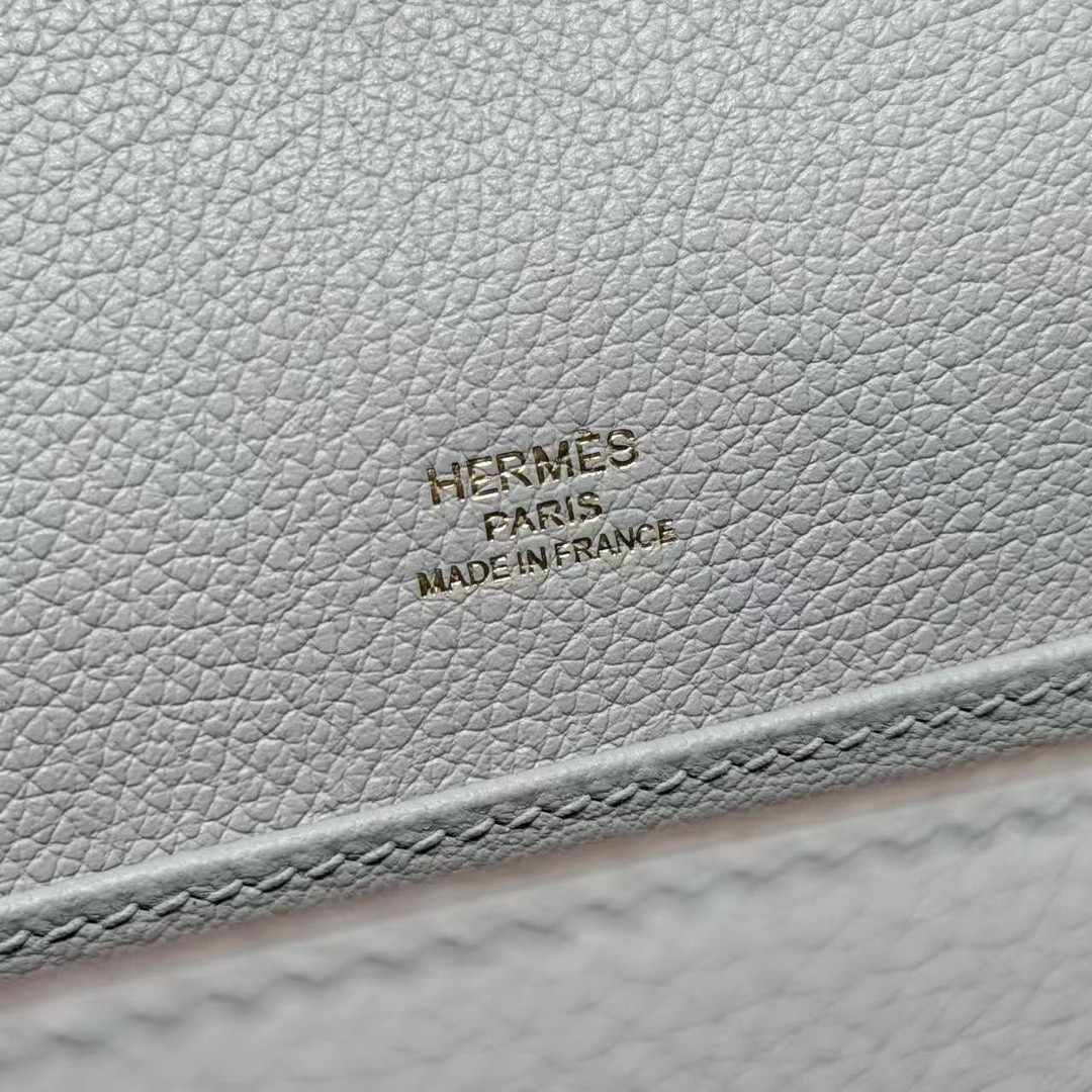 Hermes Roulis Mini 18 Bag Handmade In Evercolor Calfskin Leather Gold Hardware 8L Beton - Image 10