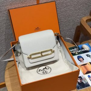 Hermes Roulis Mini 18 Bag Handmade In Evercolor Calfskin Leather Gold Hardware 8L Beton - Image 6
