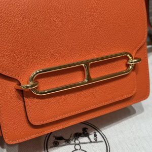 Hermes Roulis Mini 18 Bag Handmade In Evercolor Calfskin Leather Gold Hardware 93 Orange - Image 7