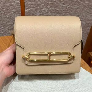 Hermes Roulis Mini 18 Bag Handmade In Evercolor Calfskin Leather Gold Hardware s2 Trench