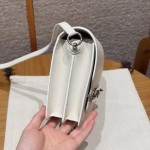 Hermes Roulis Mini 18 Bag Handmade In Evercolor Calfskin Leather Silver Hardware 01 Blanc - Image 16
