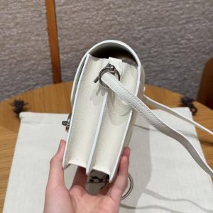 Hermes Roulis Mini 18 Bag Handmade In Evercolor Calfskin Leather Silver Hardware 01 Blanc - Image 15