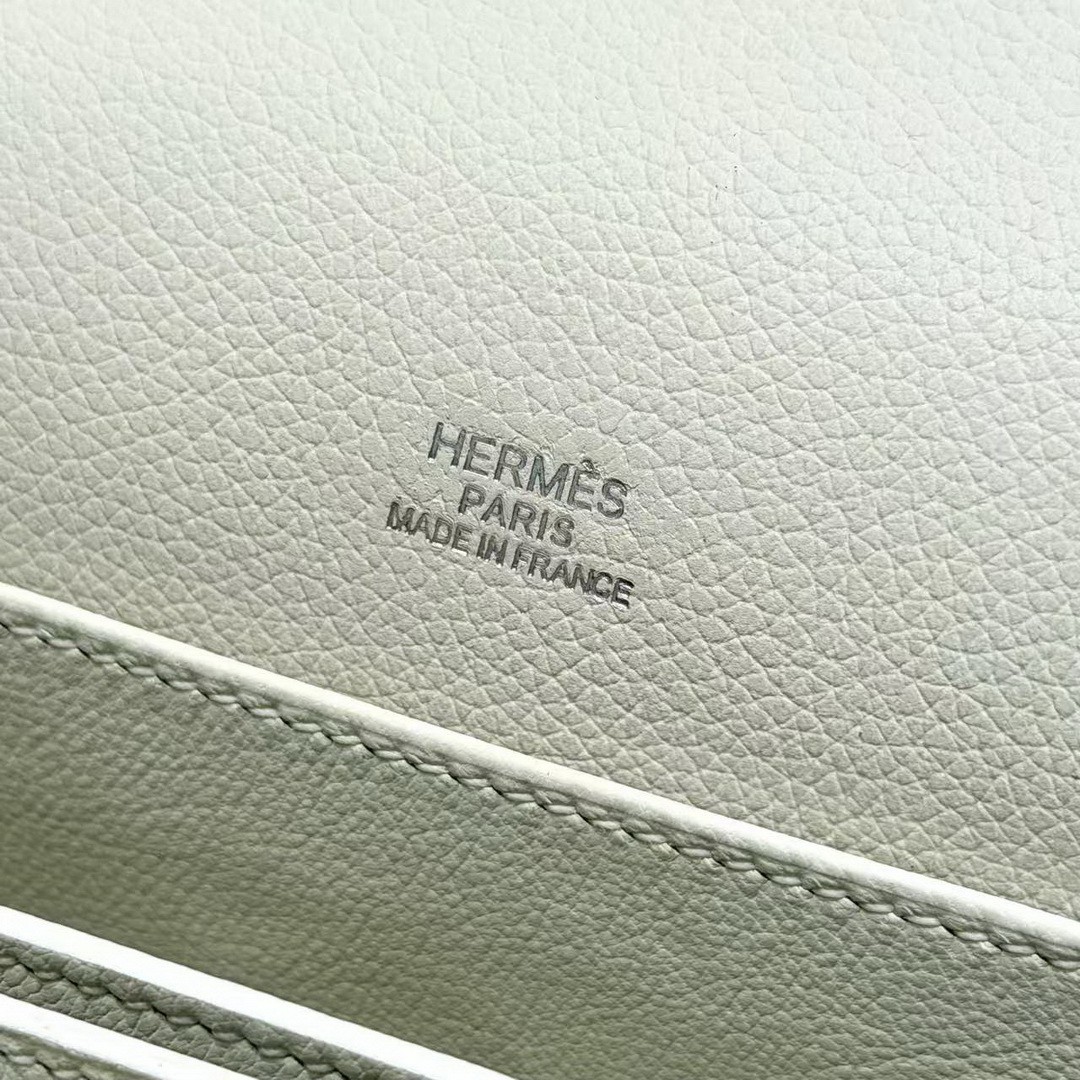 Hermes Roulis Mini 18 Bag Handmade In Evercolor Calfskin Leather Silver Hardware 01 Blanc - Image 12