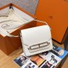 Hermes Roulis Mini 18 Bag Handmade In Evercolor Calfskin Leather Silver Hardware 01 Blanc