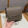 Hermes Roulis Mini 18 Bag Handmade In Evercolor Calfskin Leather Silver Hardware 18 Etoupe