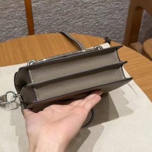 Hermes Roulis Mini 18 Bag Handmade In Evercolor Calfskin Leather Silver Hardware 18 Etoupe - Image 13