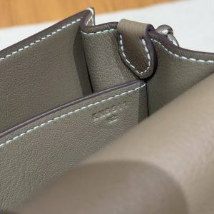 Hermes Roulis Mini 18 Bag Handmade In Evercolor Calfskin Leather Silver Hardware 18 Etoupe - Image 11