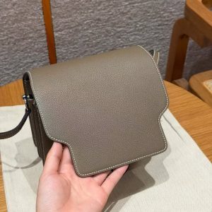 Hermes Roulis Mini 18 Bag Handmade In Evercolor Calfskin Leather Silver Hardware 18 Etoupe - Image 8