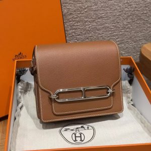 Hermes Roulis Mini 18 Bag Handmade In Evercolor Calfskin Leather Silver Hardware 37 Gold