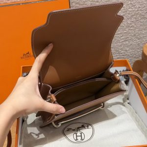 Hermes Roulis Mini 18 Bag Handmade In Evercolor Calfskin Leather Silver Hardware 37 Gold - Image 11