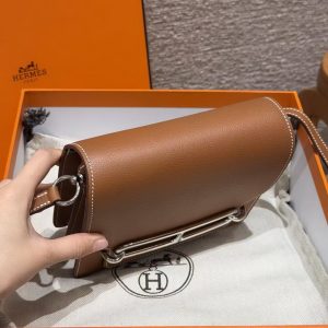 Hermes Roulis Mini 18 Bag Handmade In Evercolor Calfskin Leather Silver Hardware 37 Gold - Image 8