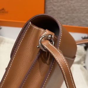 Hermes Roulis Mini 18 Bag Handmade In Evercolor Calfskin Leather Silver Hardware 37 Gold - Image 7
