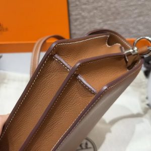 Hermes Roulis Mini 18 Bag Handmade In Evercolor Calfskin Leather Silver Hardware 37 Gold - Image 6