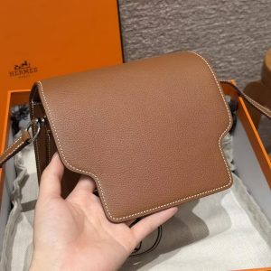 Hermes Roulis Mini 18 Bag Handmade In Evercolor Calfskin Leather Silver Hardware 37 Gold - Image 5