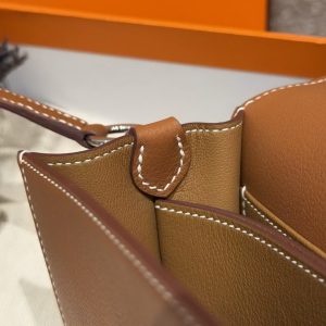 Hermes Roulis Mini 18 Bag Handmade In Evercolor Calfskin Leather Silver Hardware 37 Gold - Image 3